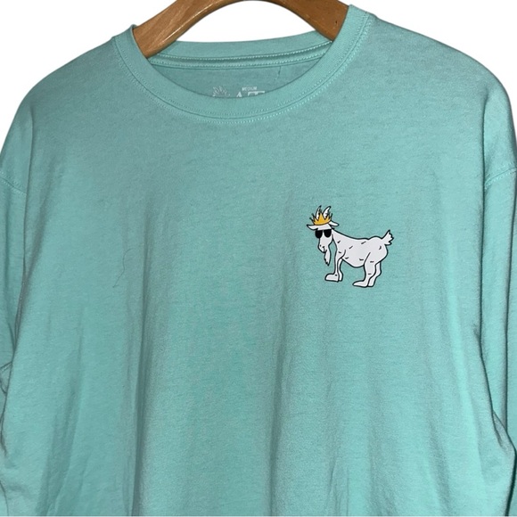GOAT USA Men’s Size M Aqua Blue Long Sleeve Logo Chest T-Shirt - Picture 1 of 5